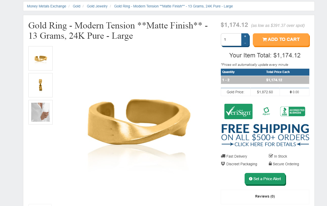Gold ring - Modern Tension Matte finish - 13 grams