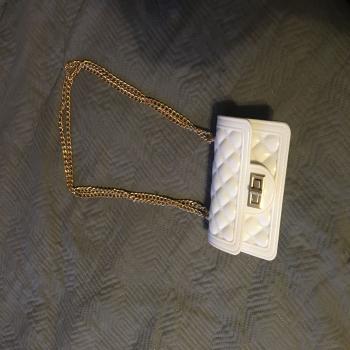 gold and white mini purse