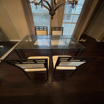 Glass dining table & chair set