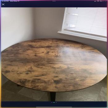 brown round dining table